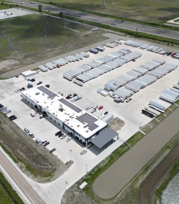 River-Roads sales and leasing aerial shot of trailer parking lot