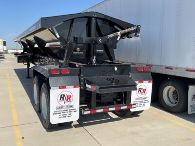 Side Dump Trailer with river-roads mud flaps ready for sale or leasing